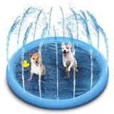 Hundepool für Hunde, Planschbecken für Haustiere, 100cm faltbar Sprinkler- und Spritzwasser-Spielmatte, Hunde Planschbecken, Sommerspielzeug,Sprühkissen Garten Outdoor tragbare Sprinkler