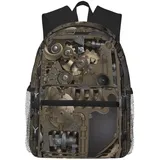 Lässiger Rucksack, Schulrucksack, wasserdicht, lässiger Rucksack, niedlicher Laptop-Rucksack, Reise, Tagesrucksack, Dampfzug, Abfahrt, Sonnenuntergang, Steampunk-Mechanikgetriebe, One size - Einheitsgröße