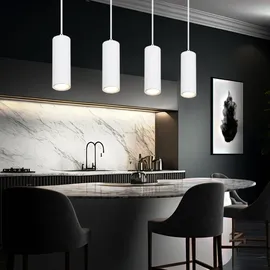 GLOBO Hängeleuchte Esszimmerlampe Pendelleuchte 4-flammig Modern Hängelampe, Metall weiß, 4x GU10 Fassungen, LxBxH 75x9x150 cm