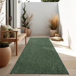 Paco Home Outdoor Teppich, Flachgewebe Einfarbig Modern Wetterfest für Terrasse Küche 80x150 cm, Grün,