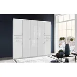 freiraum Drehtürenschrank Danzig in WEISS + GLAS WEISS - 225x208x58cm (BxHxT)