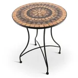 Mosaiktisch 60 cm Ø, mediterraner Garten- & Terrassentisch, 71 cm hoch, Orange-Rot-Anthrazit, Raburg Mayla