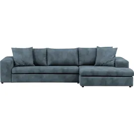 Home Affaire Ecksofa HOME AFFAIRE "SLEETLAND XXL in Samtvelours oder Vintage-Leder-Optik, L-Form", blau, B:325cm H:72cm T:167cm, Sofas, Ecksofa, besonders groß und bequem