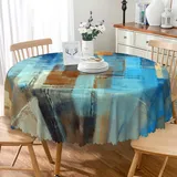 TTQYFNM Abstrakte Kunst, runde Tischdecke, 152,4 cm, Ölgemälde, Textur, runde Tischdecke, waschbar, Polyester, Tischdecke für Küche, Esszimmer, Partys, Hochzeit, Picknick, Innen- und Außenbereich