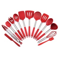 esyBe Kochbesteck-Set Silikon Küchenutensilien Set, Küchenhelfer, Küchengerät, Rot (13-tlg), Antihaftbeschichtet, Hitzebeständig rot