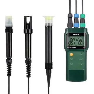 EXTECH Wasserqualitätsmessgerät pH-Wert, Salinität, Salzgehalt, Leitfähigkeit, Gelöste Teilchen (TDS), Temperatur, Sauerstoff
