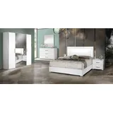 Xlmoebel Schlafzimmer-Set 6-teiliges Set in Weiß mit modernem Schlafzimmermöbel-Ensemble, (Bett + 2xNachttisch + Kleiderschrank + Kommode + Spiegel), Hergestellt in Italia weiß