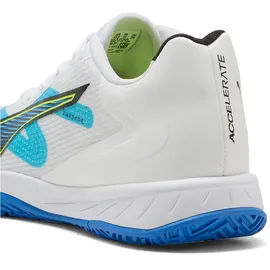 Puma Accelerate Turbo 4 Game On Hallenschuh, Unisex, Puma Weiß, leuchtendes Rot, Ultrablau, 44.5