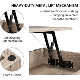 Yaheetech Couchtisch Höhenverstellbar Weiß MDF 100 x 60 cm