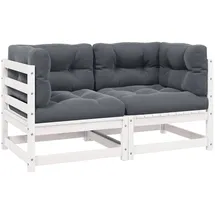 vidaXL Gartensofa 2-Sitzer Loungesofa weiß