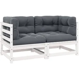 vidaXL Gartensofa 2-Sitzer Loungesofa weiß