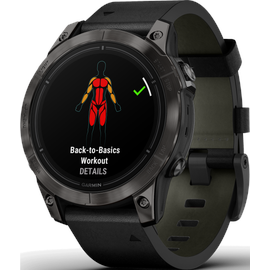 Garmin Epix Pro (Gen 2) Sapphire 47 mm schwarz/carbongrau Titan mit Lederarmband