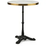 Blumfeldt Patras Bistro-Tisch, Gartentisch, Deko-Zierkante, Gusseiserner Standfuß, für drinnen und draußen, wasserfest, frostsicher, 57,5 cm 72 cm Schwarz Ø Weißer Marmor