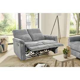 luma-home schönes für dein zuhause 2-SITZER-RELAXSOFA 130/90/100 cm Federkern, Liegefunktion verstellbar durch halbautomatische Relaxfunktion, Velours Vintage Grau / 15127