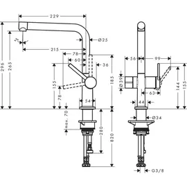 Hansgrohe Talis M54 270 1jet mit Geräteabsperrventil edelstahl finish 72827800
