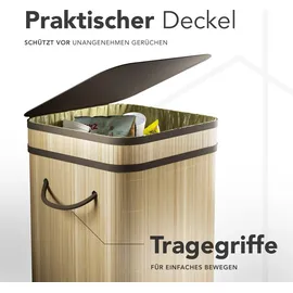 new habitat Gelber Sack Ständer aus Bambus I 80L Gelber Sack Behälter mit geruchsdichtem Deckel - Gelb