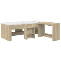 vidaXL Hochbett mit Schreibtisch für Kinder 2 Stk. 90 x 200 cm Eiche Sonoma
