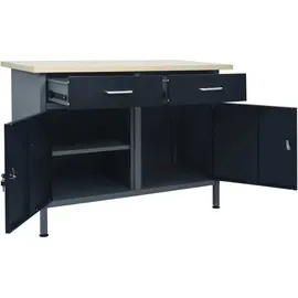 vidaXL Werkbank Schwarz 120x60x85 cm Stahl - vidaXL