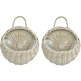 Yeehliny Blumentöpfe aus Rattan, Handgemachte Rattan geflochten Blumentopf zum Aufhängen, Pflanzenkörbe, Korb Geflochten, für Garten, Hochzeit, Hausdekoration, Türdekoration (2er Set-18x23cm/C)