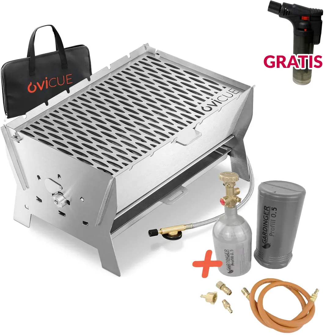 Ovicue L Kompaktgrill mit 3,5 kW Leistung & Profill 0.5 Aluminium-Propanflasche ...