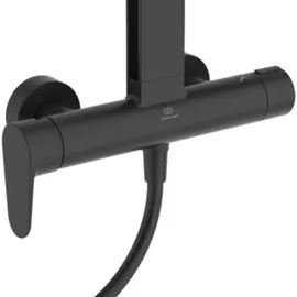 Ideal Standard Alu+ Duschsystem mit Brausearmatur, FirmaFlow-Kartusche, 2 Ablagen, Silk Black