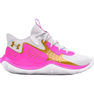 Under Armour Jet '23 Basketballschuhe 105 white/vivid magenta/metallic gold 45