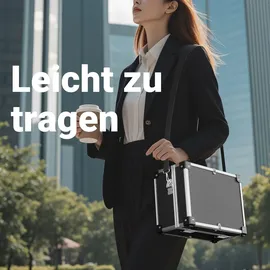 Wiltec PVC Universalkoffer 32x23x16 cm, PVC-Box abschließbar für Aufbewahrung und Transport von Werkzeug, Dokumenten usw., mit Griff und Tragegur...