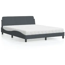 Bett mit Matratze – Dunkelgrau, 160x200 cm, Samt – Luxuriös & Bequem