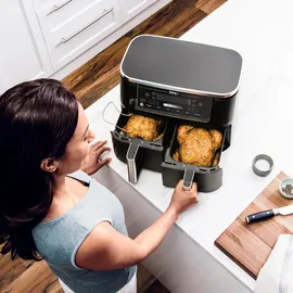 Ninja Foodi MAX Dual Zone AF451EU 9,5 l schwarz mit digitalem Bratenthermometer