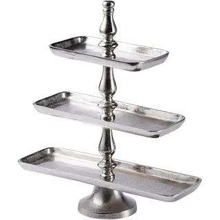 MichaelNoll Dekoetagere Etagere XL 3-Stöckig Servierplatte Groß aus Metall Aluminium - 50 cm