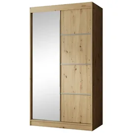 beautysofa Schiebtürenschrank PACO 120 cm Farbe: Eiche Craft golden