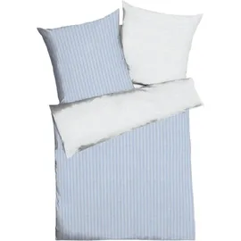 Traumschlaf Mako-Satin Gestreift Hellblau 200 x 220 cm + 2 x 80 x 80 cm