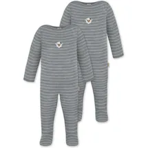 normani Outdoor Sports 2er Pack Baby Merino Strampler „Levin" in Grau gestreift | Gr.: 80