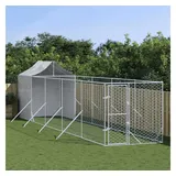 vidaXL Outdoor-Hundezwinger mit Dach Silbern 2x10x2,5 m Stahl Verzinkt