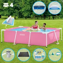Intex Pool mit rechteckigem Rahmen 220 x 150 x 60 cm mit Zubehör – 2826697 rosa No Size
