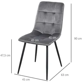 Homcom Esszimmerstühle,, Grau, Kunststoff, 63x90x45 cm