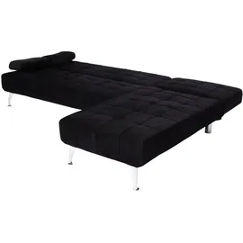 Mendler Schlafsofa HWC-K22, Couch Ecksofa Sofa, Liegefläche links/rechts Schlaffunktion 236cm ~ Samt schwarz