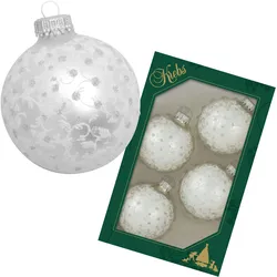 Krebs Glas Lauscha Silberpearl 7cm Glaskugel handdekoriert mit Glitterranken