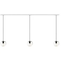 s.luce Orb Glas-Hängeleuchte 2 bis 5-flammig 1-Phasen Schienensystem Pendelleuchte Esstischlampe modern, Schwarz/Klar, 3-flammig, Ø 20cm, Baldachin Weiß, Endeinspeiser