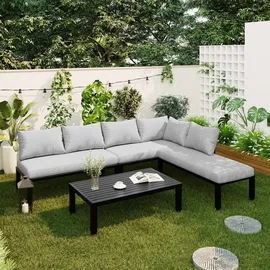 Okwish Garten-Lounge-Set 6-Sitzer grau