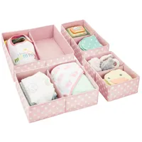 MetroDecor mDesign Aufbewahrungsbox Stoffkisten Organizer 2er Set rosa/weiß gepunktet
