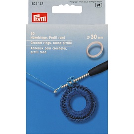 Prym 624142 Häkelringe rund KST 30 mm weiß Crochet Rings, One Size