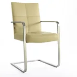 SIX , markenmöbel SIX Freischwinger Armlehnstuhl Libero Rindsleder Sand Edelstahl