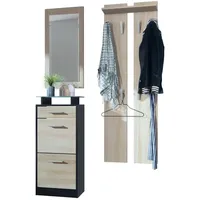 Vladon Garderobe, Eiche San Remo, Holzwerkstoff, 140x200x23 cm, Garderobe,