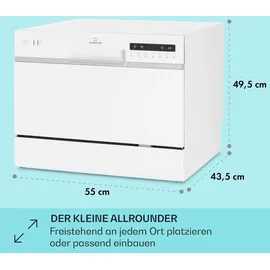 Klarstein Mini-Geschirrspüler für 6 Smart Geschirrspüler App-Steuerung freistehend 1380W