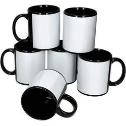 6er Set CARINA schwarze Kaffeebecher zum Beschriften – A2010