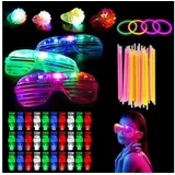 LuxusKollektion Dekohänger Knicklichter Party Set Neon Brille LED Ringe Glow Sticks 69 Stück