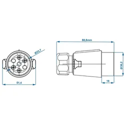 Stecker 7-polig PVC mit Flachsteckeranschluss 12 Volt Anhänger