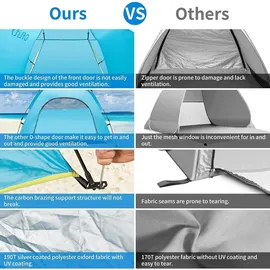 luxuskollektion Strandmuschel Automatisches Pop-Up Zelt UV Schutz 50+ 1-3 Personen