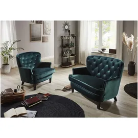 Atlantic Home Collection Sessel Leo Samtvelours 111 x 86 x 95 cm Grün